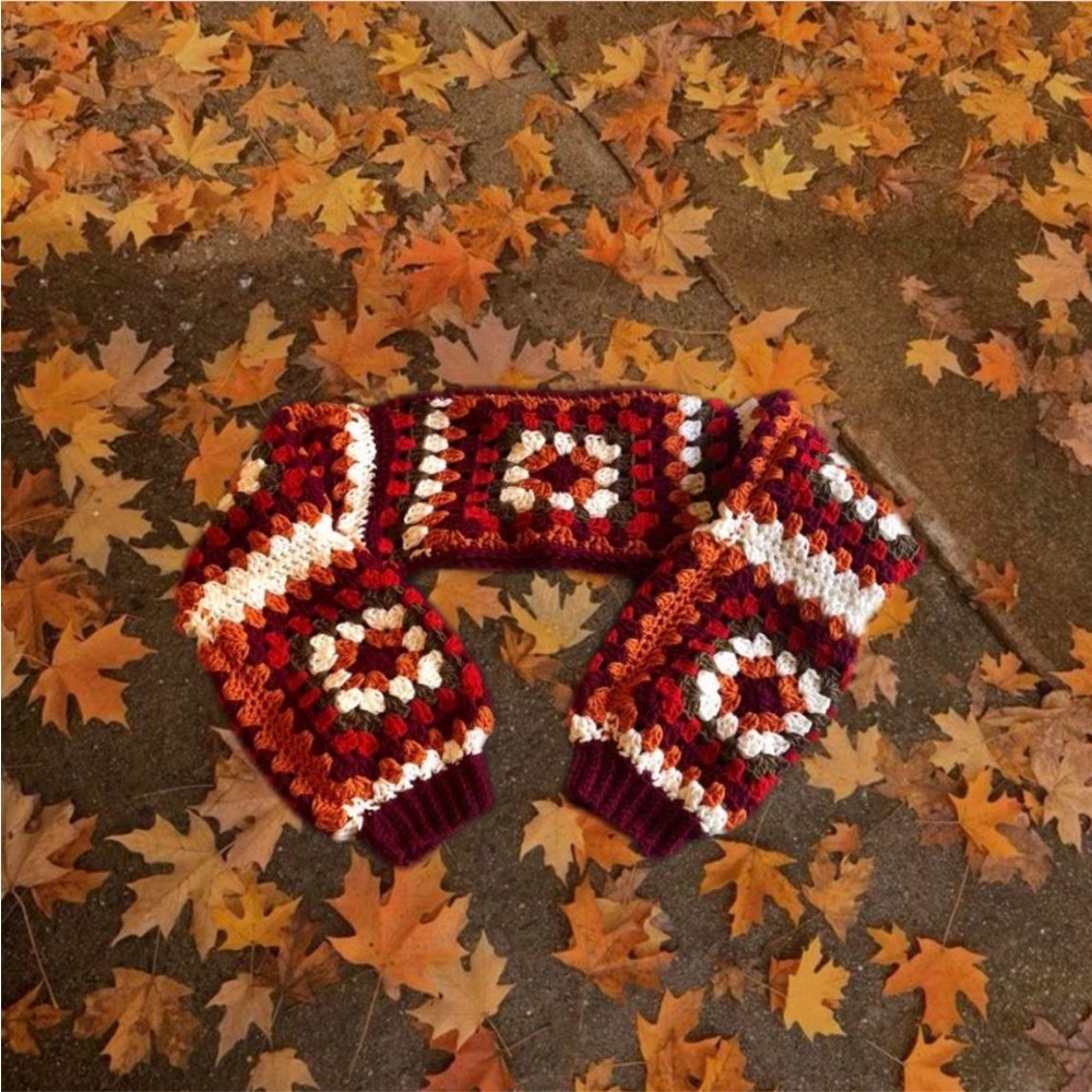 crochet wide neck granny square fall shrug bolero HANDMADE